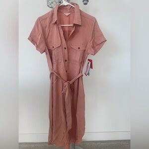Teddy Rose Women's Button-Up Shirt Dress, Terracotta, Medium - NWT